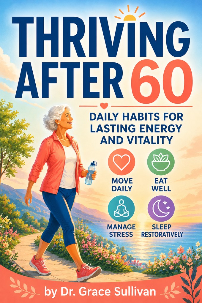 Thriving After 60 book cover — Daily Habits for Lasting Energy and Vitality, by Dr. Grace Sullivan